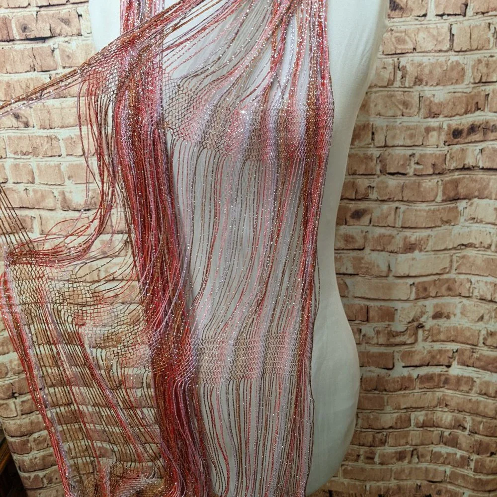 Pink Shimmery Metallic Scarf 86 in Long 14 in Wide